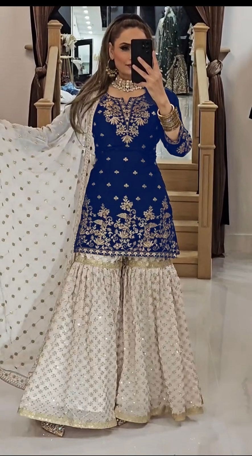 Georgette Embroidered Sharara Suit with Dupatta